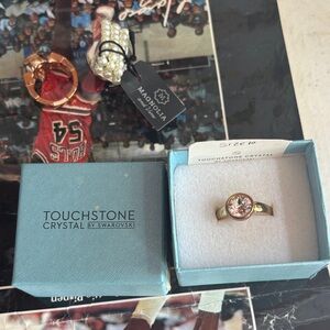 Touchstone Crystal Gold Ring with Radiant Pink Gem